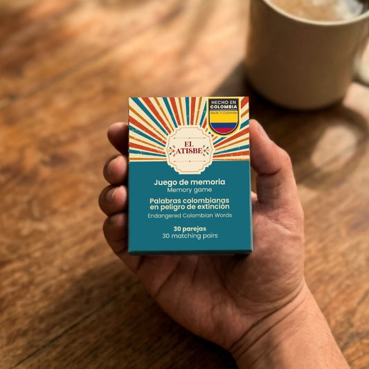Cartas del juego de memoria de palabras colombianas: jiquerón, emperifollado y resisterio con su definición
